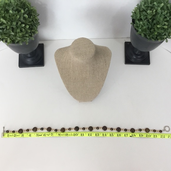 Brown Gemstone & Faux Pearl Necklace - Picture 6 of 6